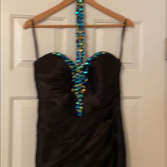 Flirt black evening gown w/ beading poly size 8 - Picture 3 of 5